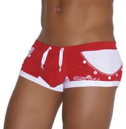 Icker Sea Eyelets Square Cut Trunk Swimwear Red COB-13-39