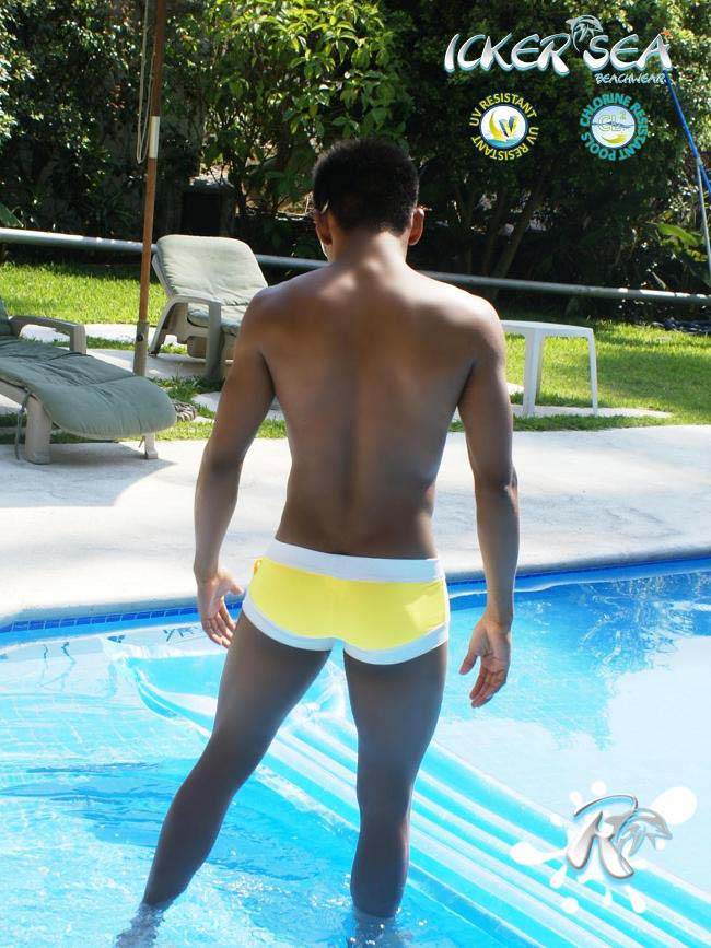 Icker Sea Legs Shoe Lace Pouch Square Cut Trunk Swimwear Mango COB-13-44