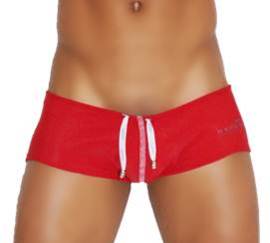 Icker Sea Lifeguard Brazilian Square Cut Trunk Swimwear Red COB-13-47