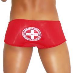 Icker Sea Lifeguard Brazilian Square Cut Trunk Swimwear Red COB-13-47