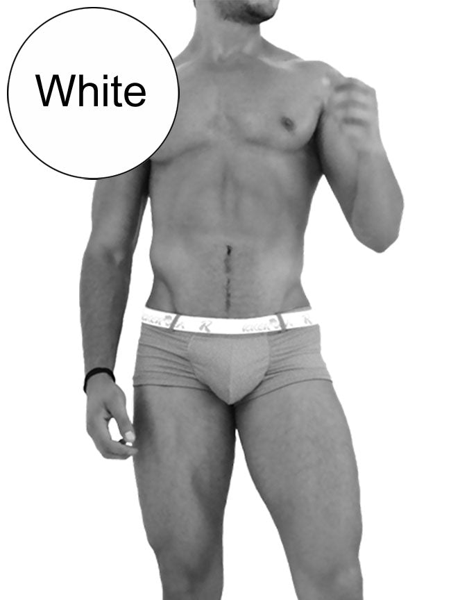 Icker Sea Sailor Badehose mit Gürtel und Logo, quadratisch geschnitten, Weiß COB-14-MC01