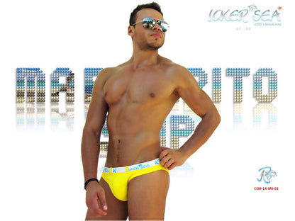 Icker Sea Sailor Bikini mit Gürtel und Logo, Mango/Weiß, COB-14-MS01