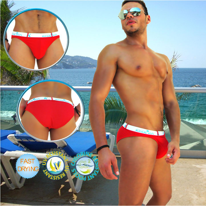 Icker Sea Sailor Belted Logo Slip Bikini Swimwear Red/White COB-14-MS02