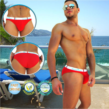 Icker Sea Sailor Belted Logo Slip Bikini Swimwear Red/White COB-14-MS02