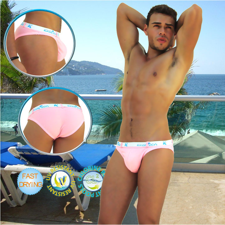 Icker Sea Sailor Bikini mit Gürtel und Logo, Pink/Weiß, COB-14-MS05