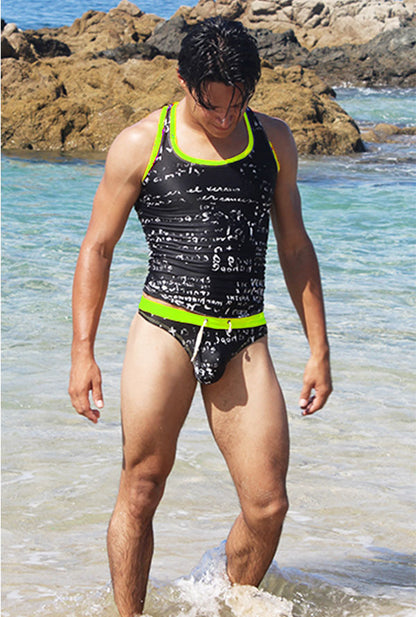 Icker Sea Letters Tanktop T-Shirt Schwarz/Grün COB-15-12