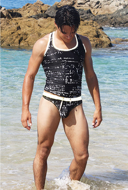 Icker Sea Letters Tanktop T-Shirt Schwarz/Weiß COB-15-12