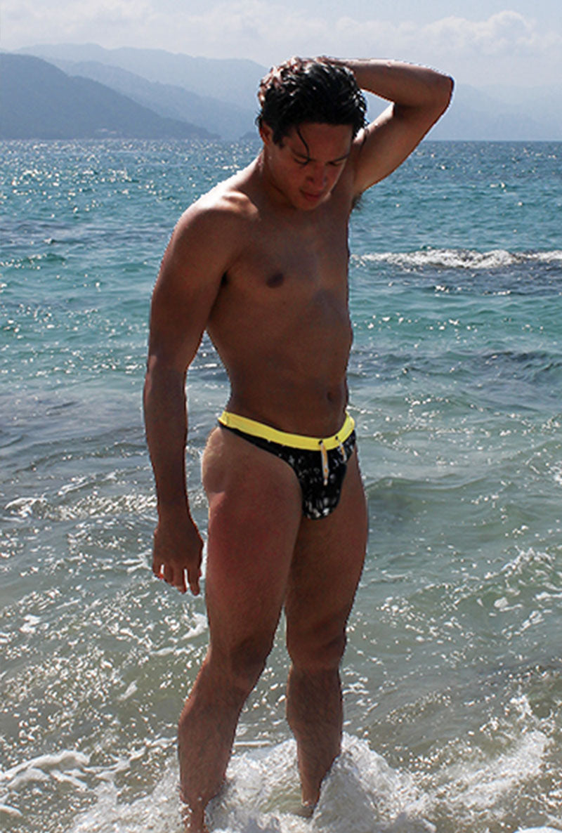 Icker Sea Letters String-Badeanzug Schwarz/Mango COB-15-13