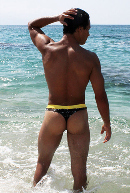 Icker Sea Letters String-Badeanzug Schwarz/Mango COB-15-13