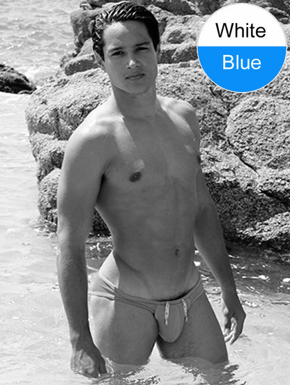 Maillot de bain bikini mini slip Icker Sea à bordures contrastées blanc/bleu COB-15-35