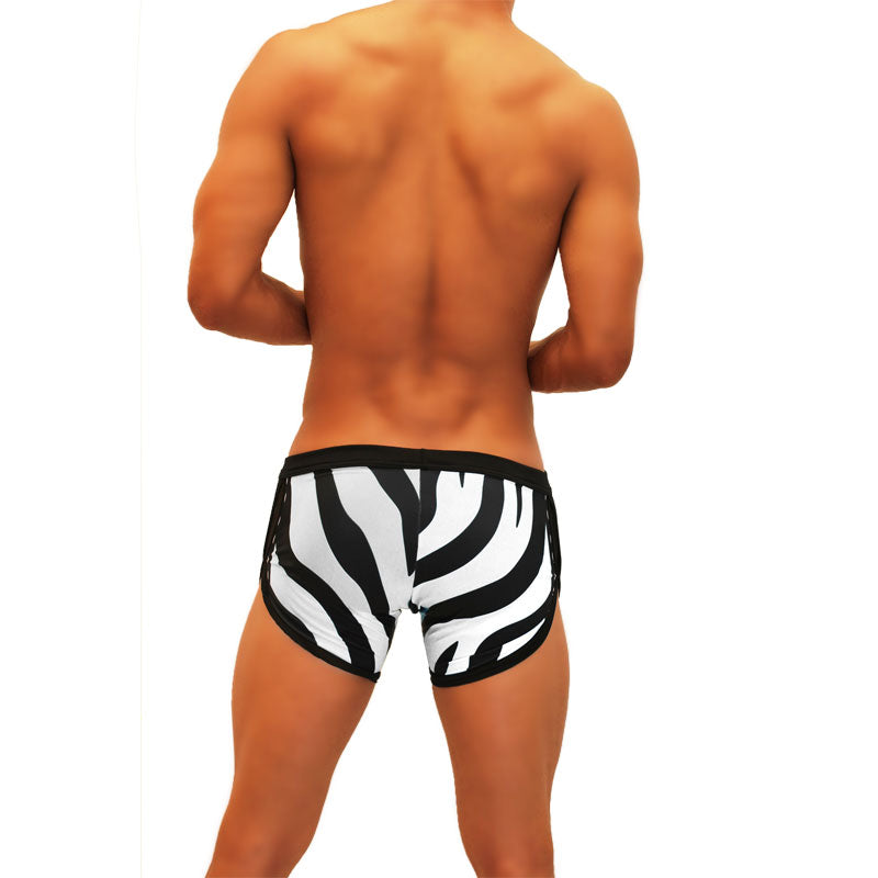 Icker Sea Zebra Badeshorts mit offenem Seitenschlitz, Muschelkanten, weiß, COB-19-05