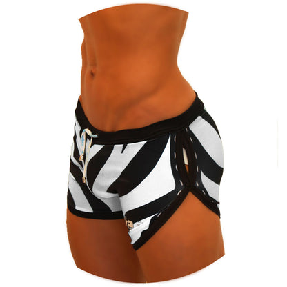 Icker Sea Zebra Badeshorts mit offenem Seitenschlitz, Muschelkanten, weiß, COB-19-05