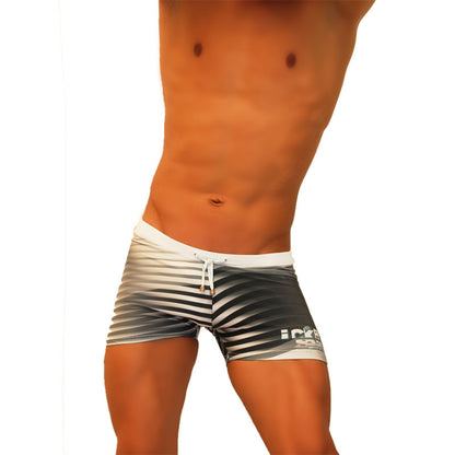 Icker Sea Steel Lines Square Cut Trunk Swimwear Grey COB-19-09