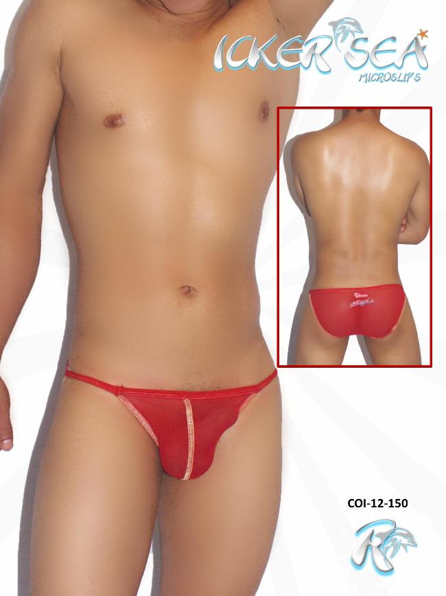 Icker Sea Kontrastnähte Mesh Micro Slip Bikini Unterwäsche Rot COI-12-150