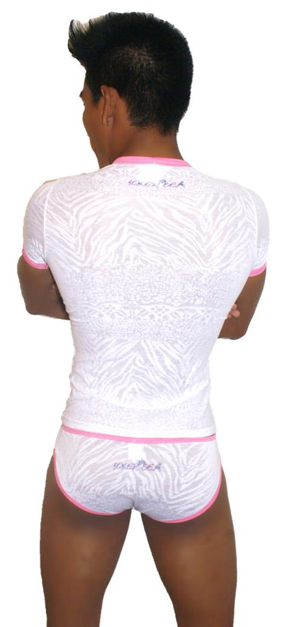 Icker Sea Devoured Kurzarm-T-Shirt Rosa/Weiß COI-13-09