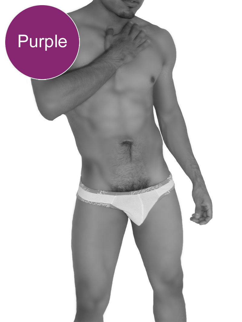 Icker Sea Fresh Dots Logo Trim Brazilian Thong Unterwäsche Lila COI-14-FD-01