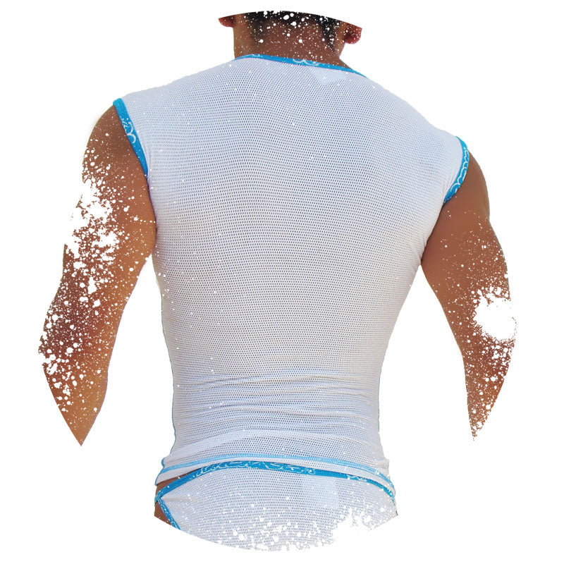 T-shirt Icker Sea Fresh Dots Logo Trim Muscle Top Bleu COI-14-FD-04