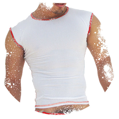 T-shirt sans manches Icker Sea Fresh Dots Logo Trim Rouge COI-14-FD-04