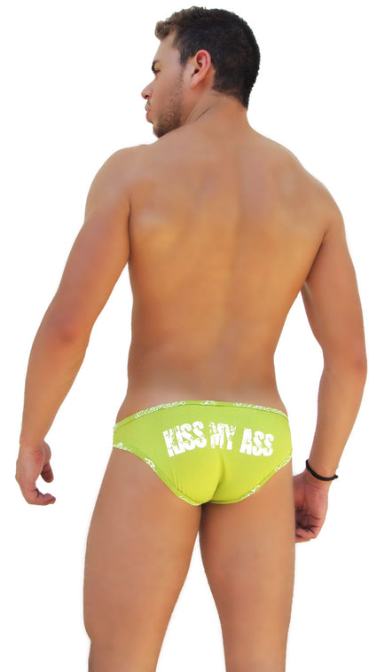 Icker Sea Logo Trim Kiss My Ass Slip Bikini Unterwäsche Grün COI-14-GREEN-02