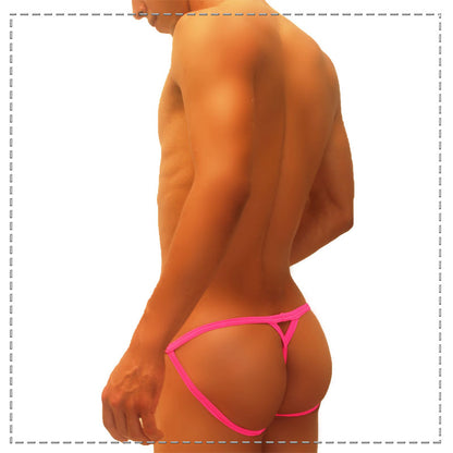 Icker Sea Superhero Stripe Cut Out Jock G String Underwear Pink COI-19-02