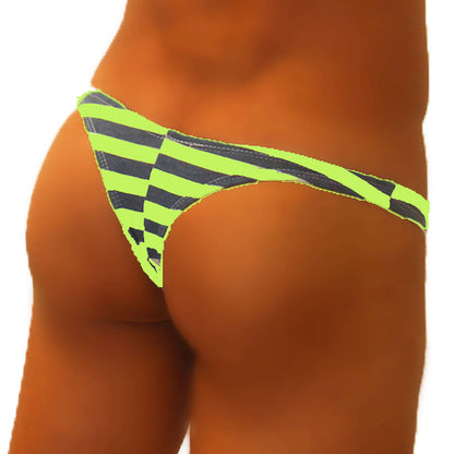 Icker Sea Sailor Stripe Enhancement C-Ring Thong Underwear Green COI-19-04