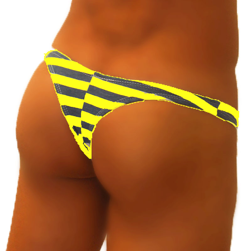 Icker Sea Sailor Stripe Enhancement C-Ring Thong Underwear Mango COI-19-04