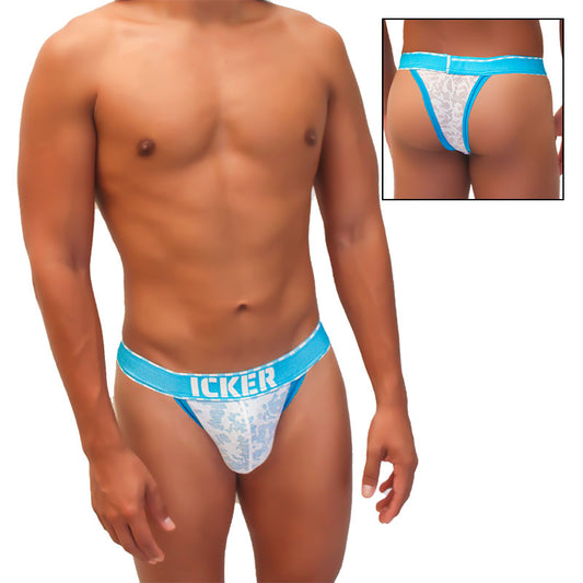 Icker Sea Acid Mesh Piping Cheeky Tanga Bikini Underwear Blue COI-21-03