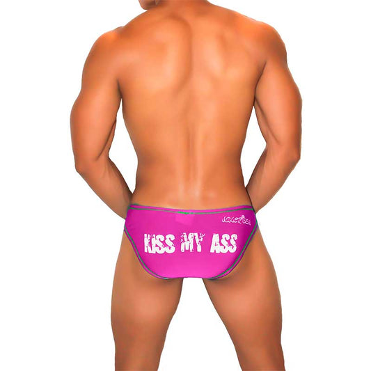 Icker Sea Kiss My Ass Contrast Stitching Bikini Underwear Fuchsia COI-22-02