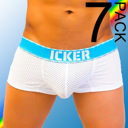 Icker Sea [7 Pack] Mesh Contrast Boxer Brief Underwear COI-22-04