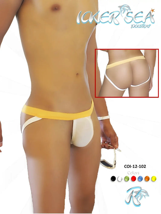 Icker Sea contrast jock strap underwear in white and mango with a wide waistband and minimalist design