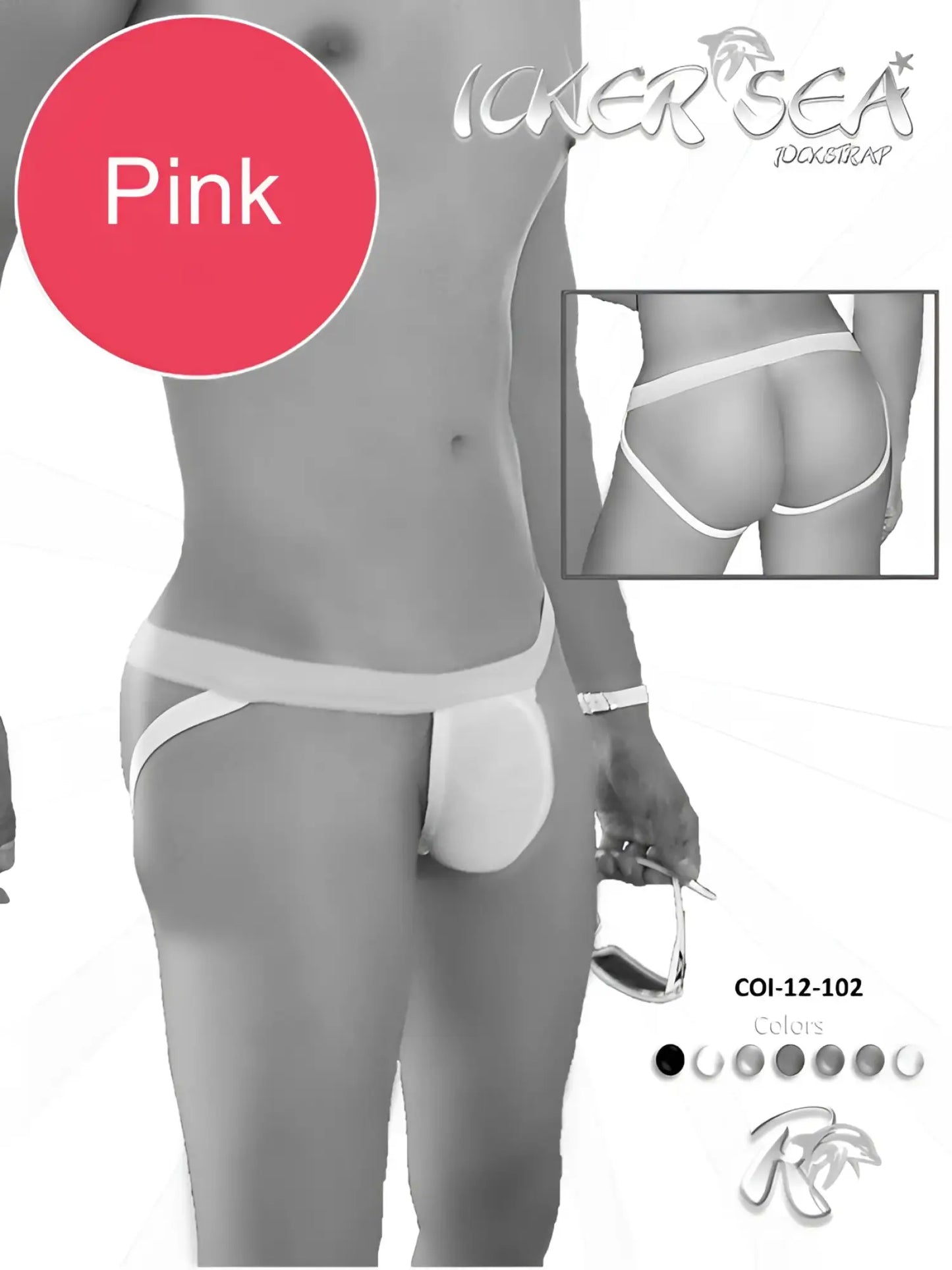Men’s white pink icker sea contrast jock strap underwear with pink lace trim and supportive contoured design