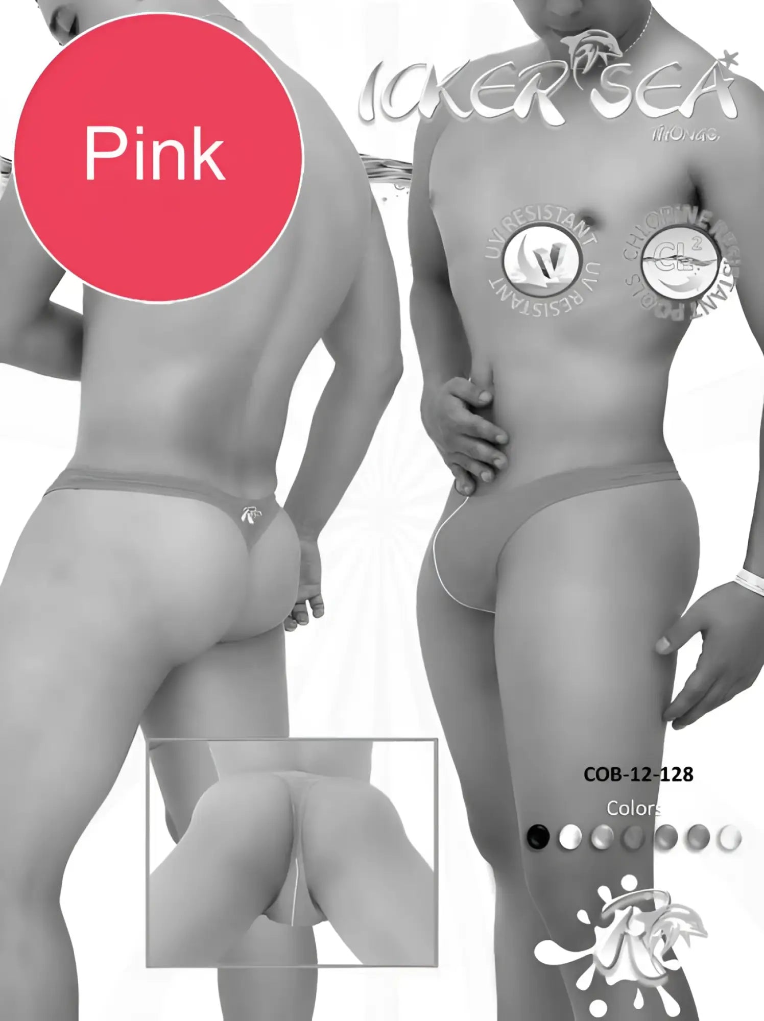 Icker Sea contrast line thong swimwear in pink features a sleek minimalist design with subtle branding details