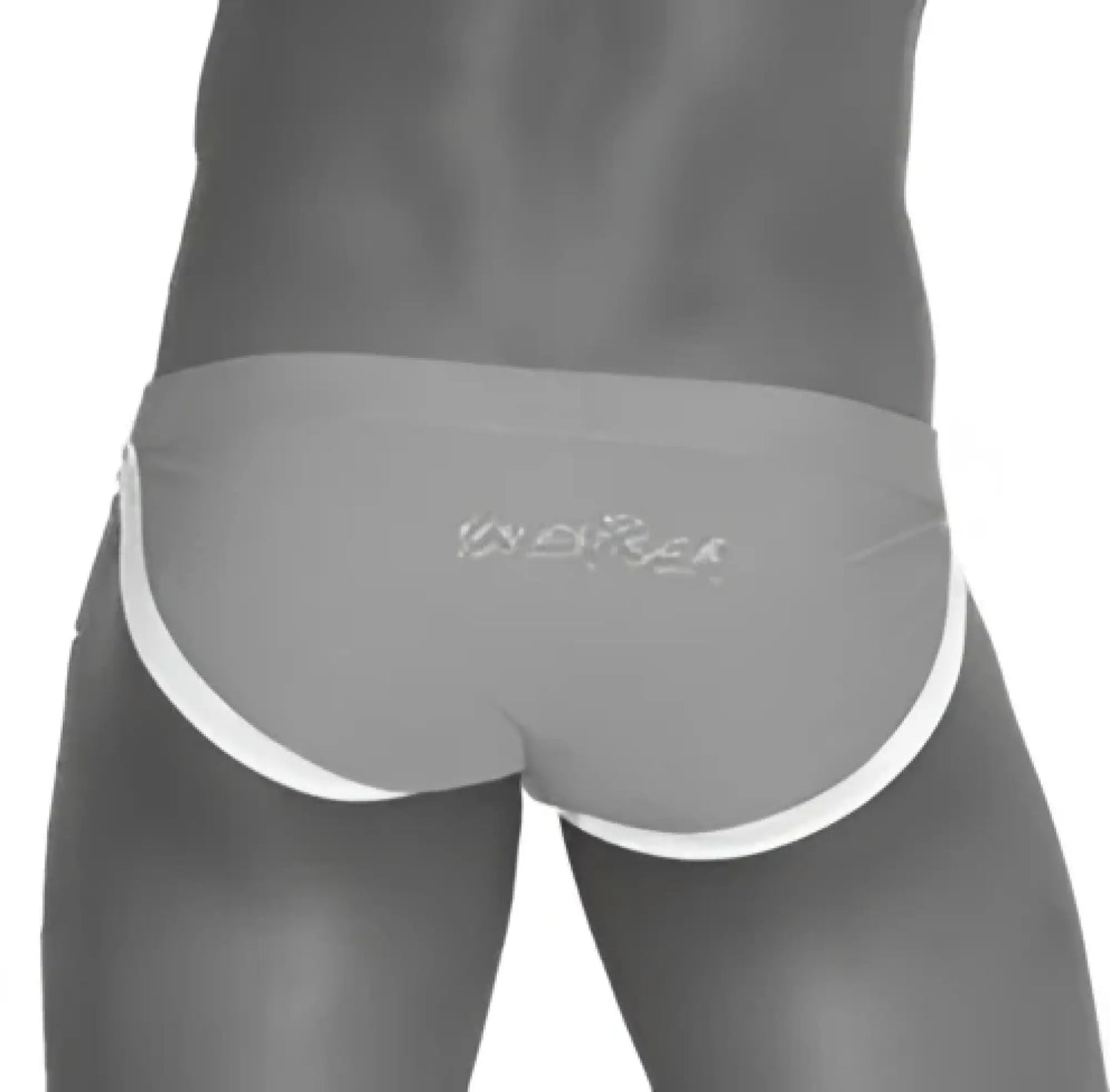 Icker Sea contrast trim micro slip bikini swimwear in gray briefs with white trim and subtle embroidered logo
