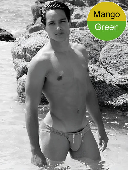 Mango green icker sea contrast trim mini brief bikini swimwear designed for vibrant beachwear and swimming activities