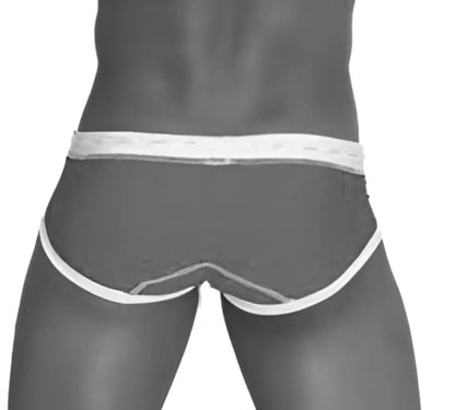 Black and white striped briefs with a snug fit from icker sea cord contrast trim and stitching bikini swimwear green white cob 13 34