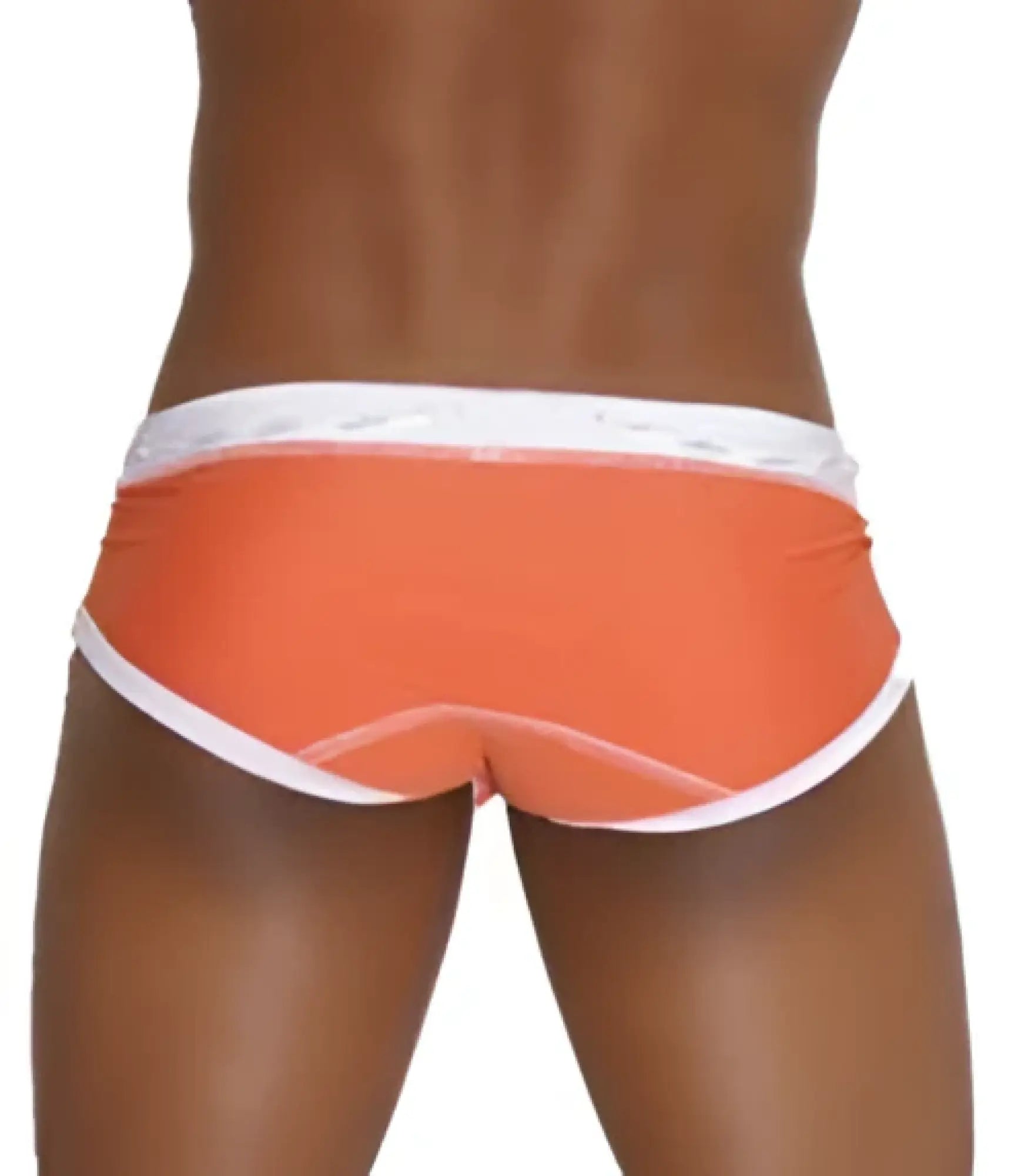 Orange briefs with white contrast trim and stitching from icker sea cord bikini swimwear cob-13-34 collection