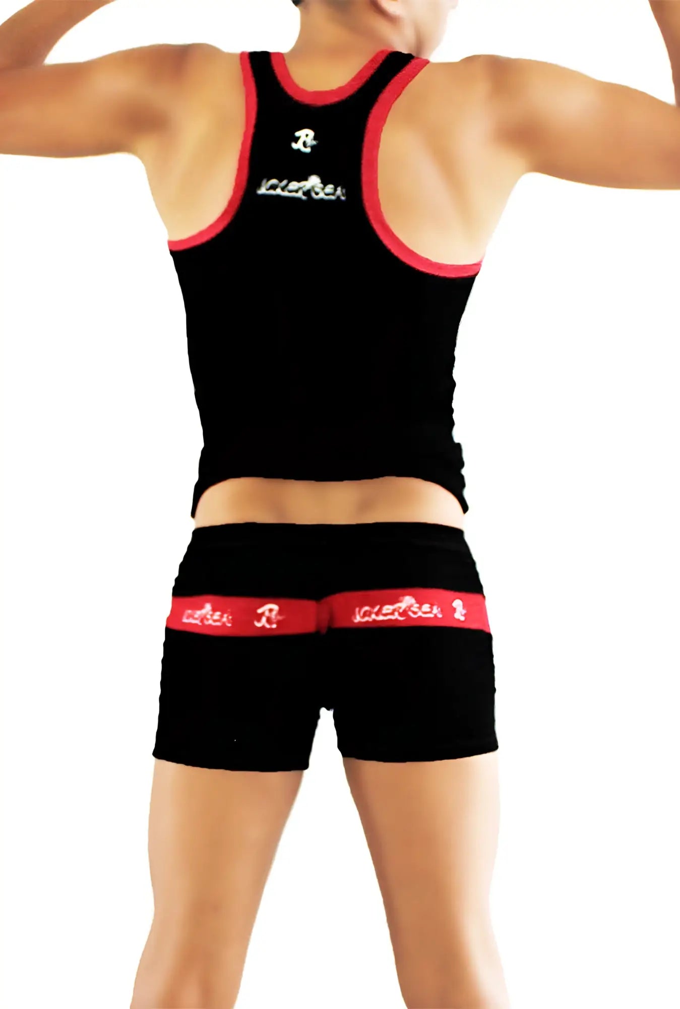 Black and red Icker Sea duotone tank top with contrasting trim in sleek scherzen fabric for casual wear
