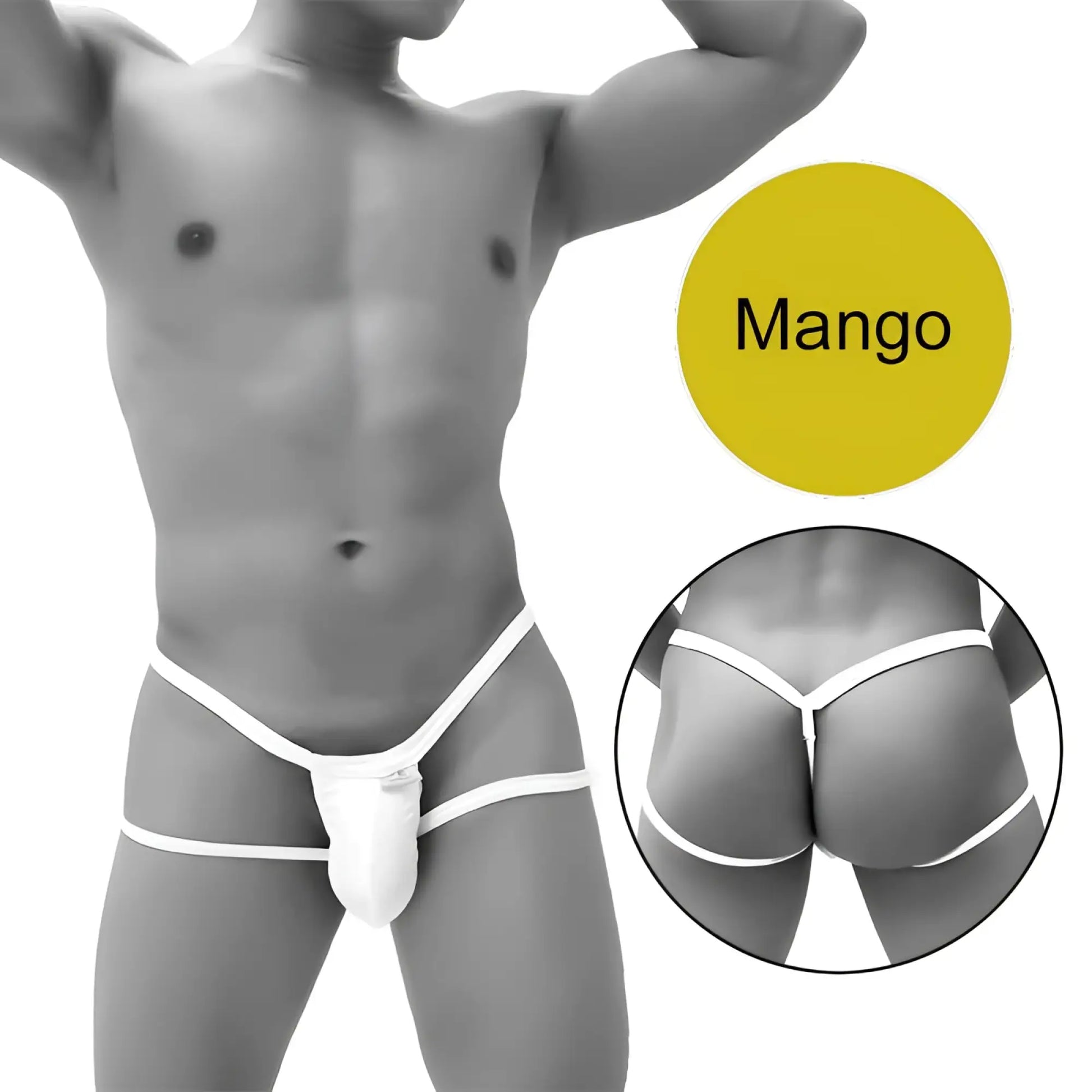 White cotton thong with thin waistband and back straps in icker sea enhancement micro jock thong underwear