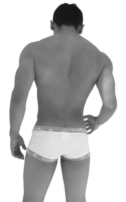 White mesh briefs with gray elastic waistband and joy logo from icker sea fresh dots logo trim boxer brief underwear green coifd02