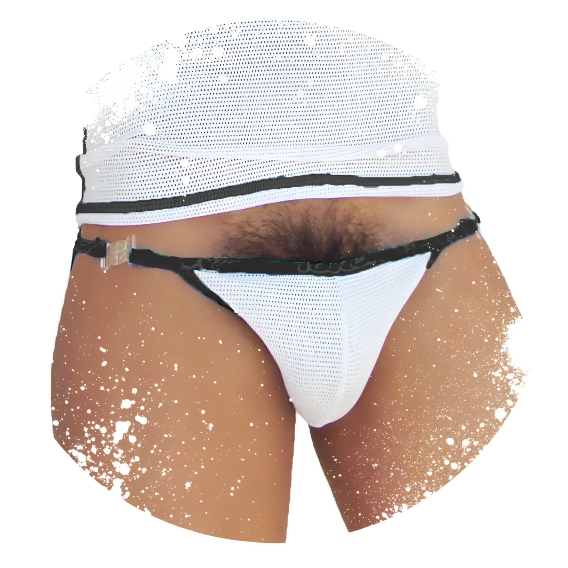 White mesh thong with black trim and sequined waistband from icker sea fresh dots microslip bikini underwear