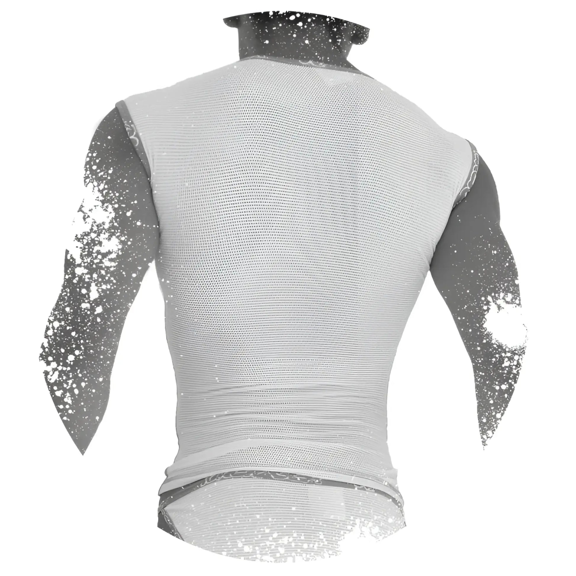 White mesh sleeveless icker sea fresh dots logo trim muscle top t shirt with fitted form fitting design