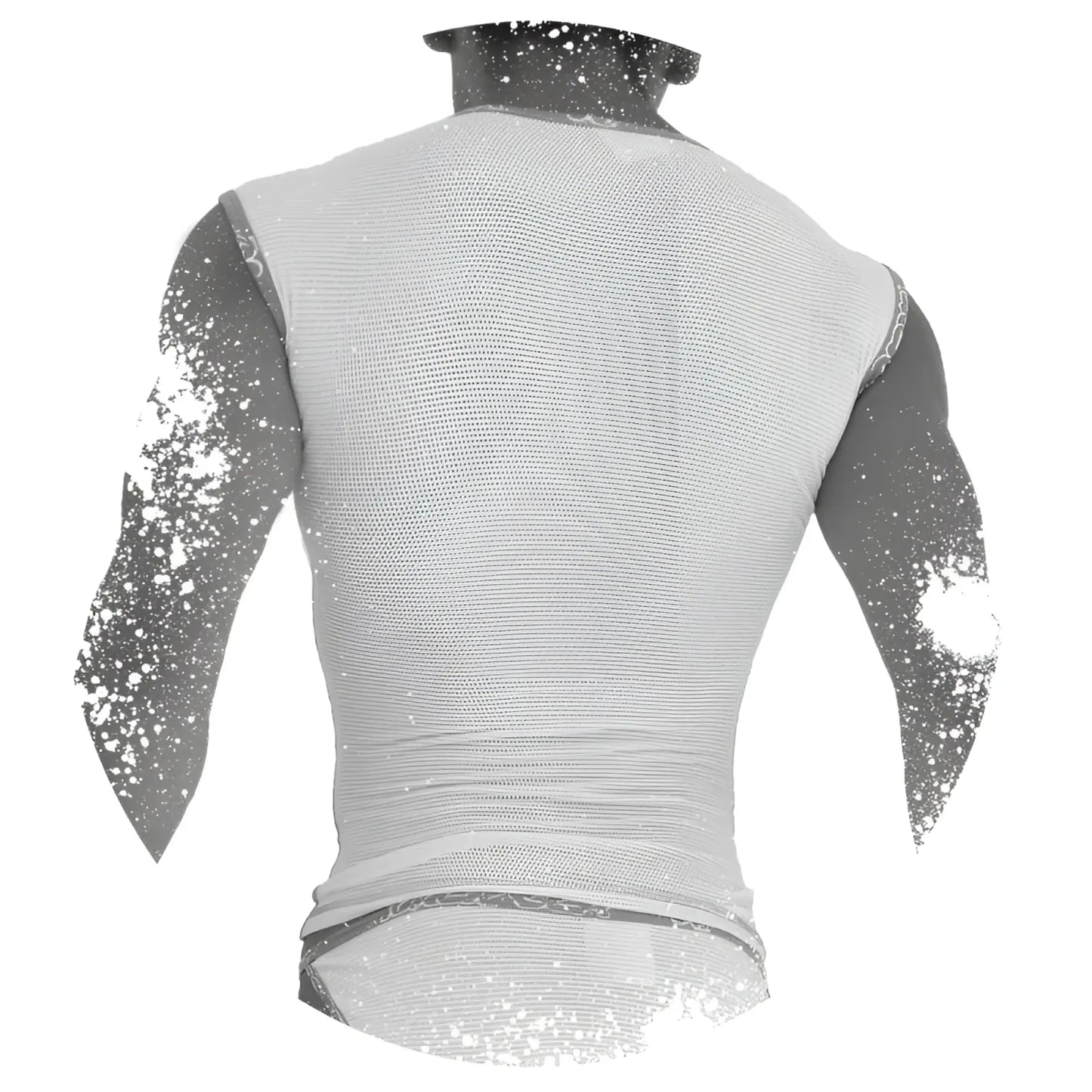 Icker Sea fresh dots logo trim muscle top orange fitted sleeveless t shirt in white mesh material