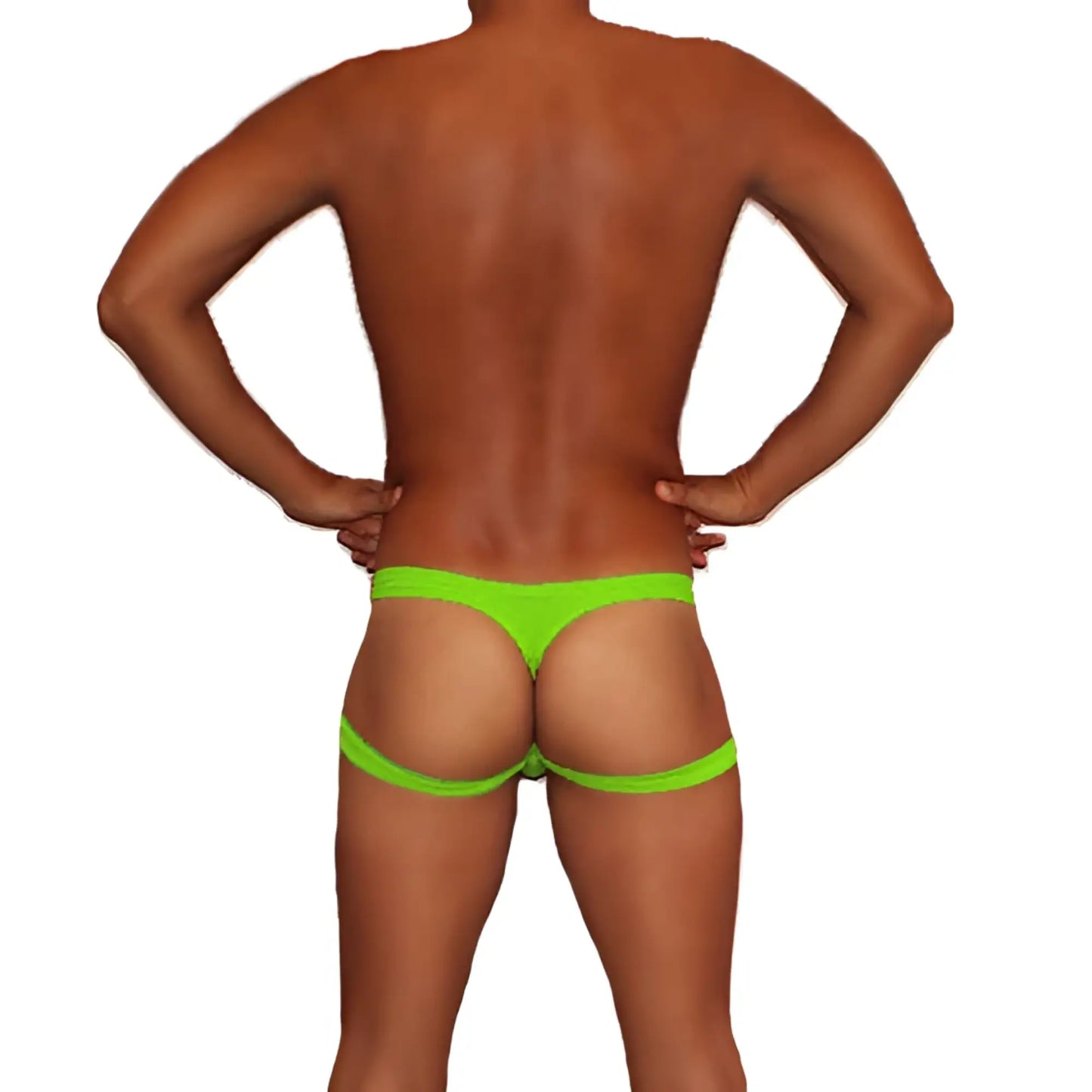 Bright neon green icker sea jock thong underwear with matching leg strap in COI-18-09 design