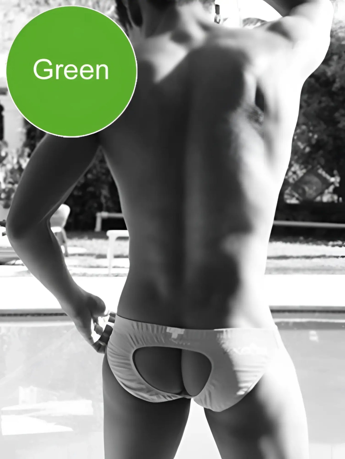 Iker sea lifeguard jock brief swimwear in green with a cutout design for a bold beach look