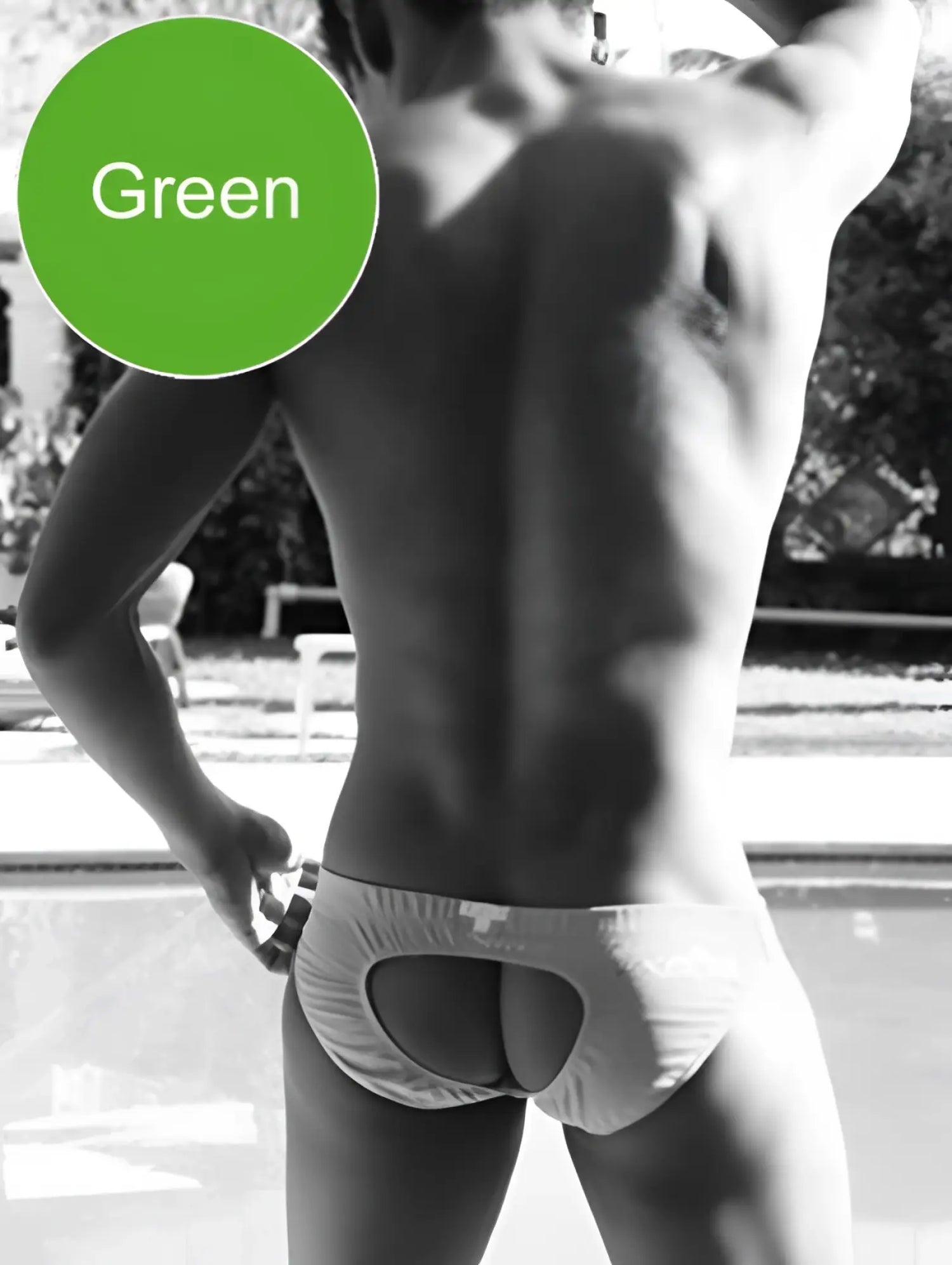 Iker sea lifeguard jock brief swimwear in green with a cutout design for a bold beach look