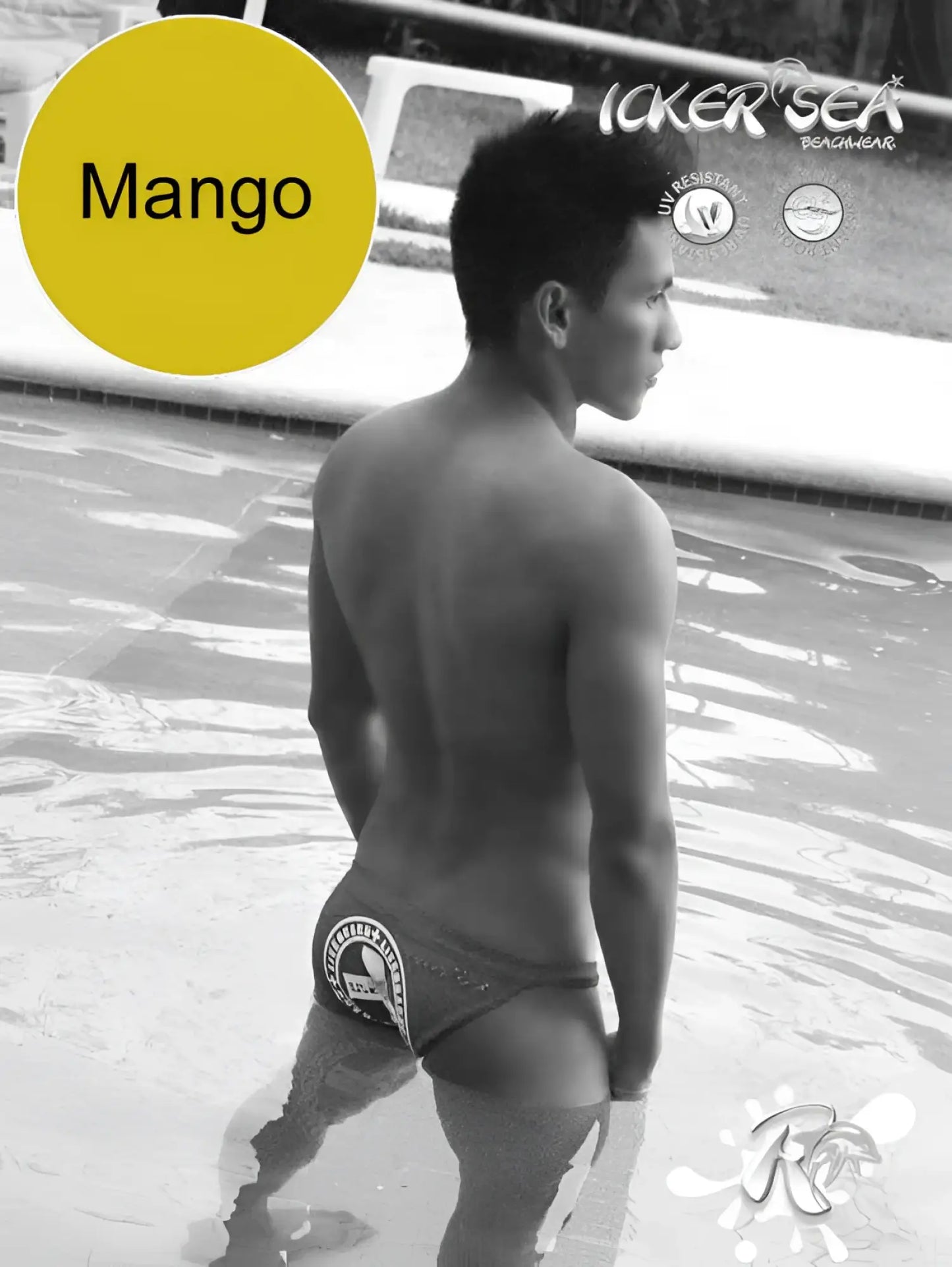 Mango brand swim trunks with white and black logo design for icker sea lifeguard micro slip bikini swimwear cob-13-10