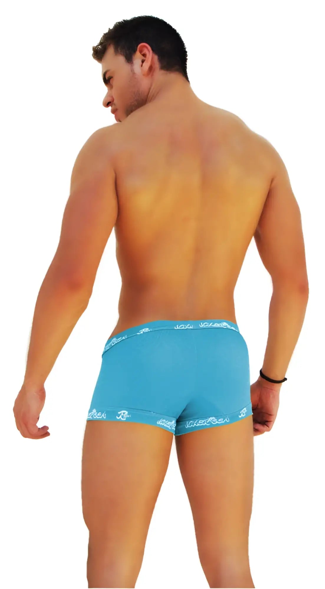 Blue boxer briefs with white icker sea logo trim designed for comfortable everyday wear