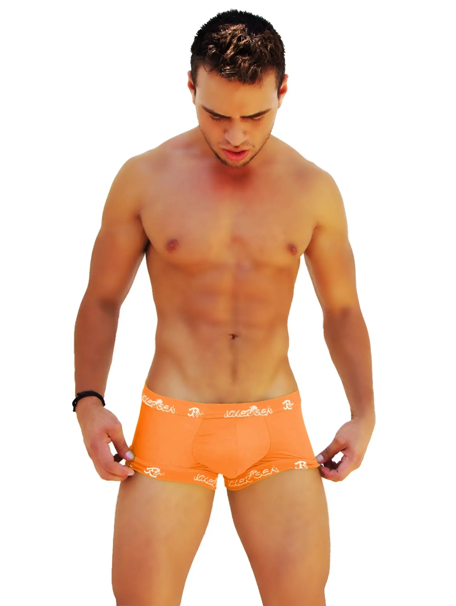 Orange icker sea logo trim boxer brief underwear featuring white r logo trim for comfortable everyday wear