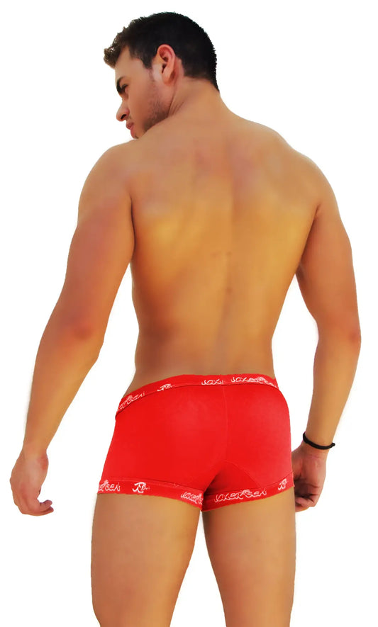 Red icker sea logo trim boxer brief underwear featuring white logo trim for comfortable everyday wear