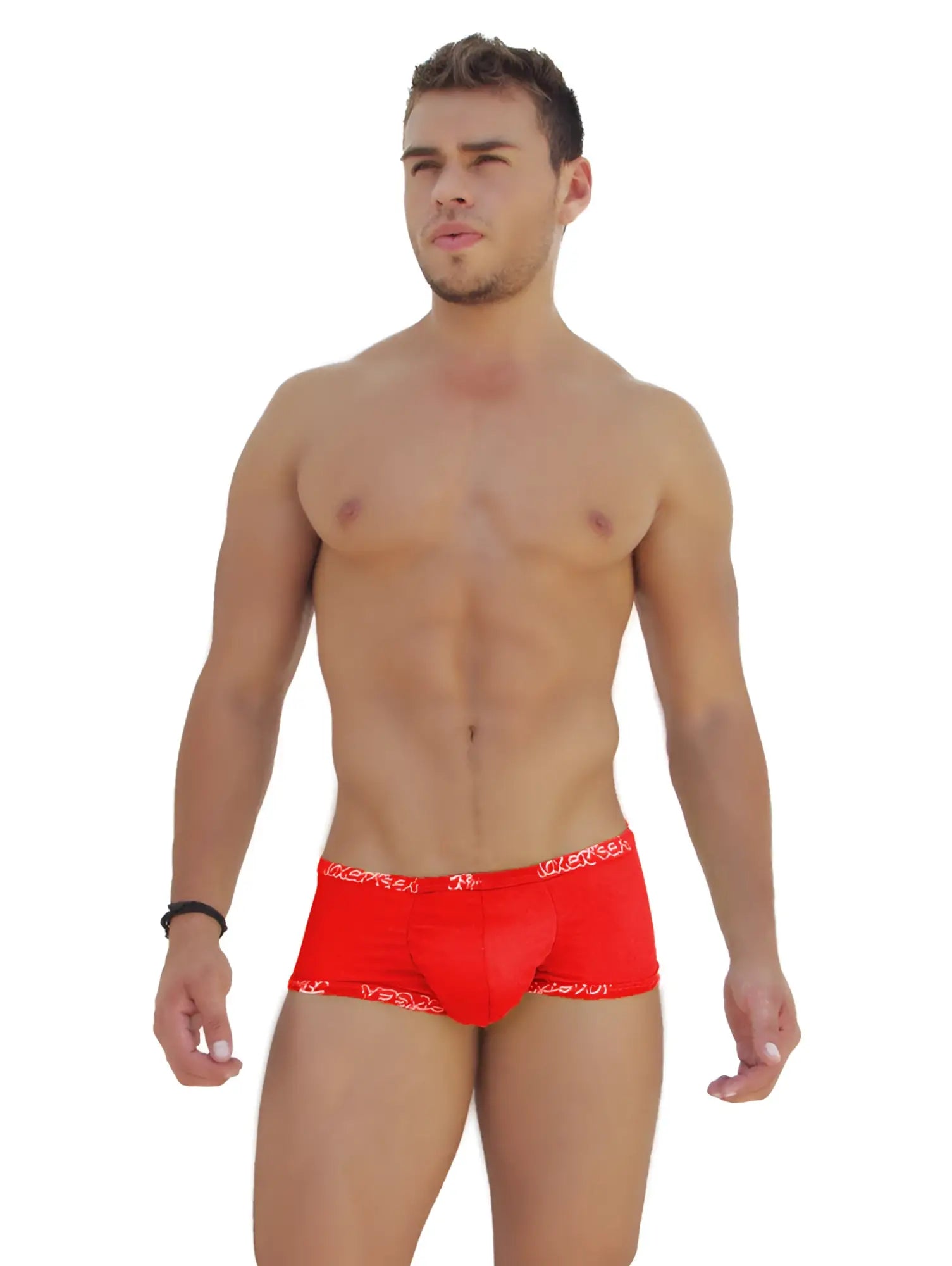 Red icker sea low boxer brief underwear featuring a white logo trim and breathable fabric for comfort